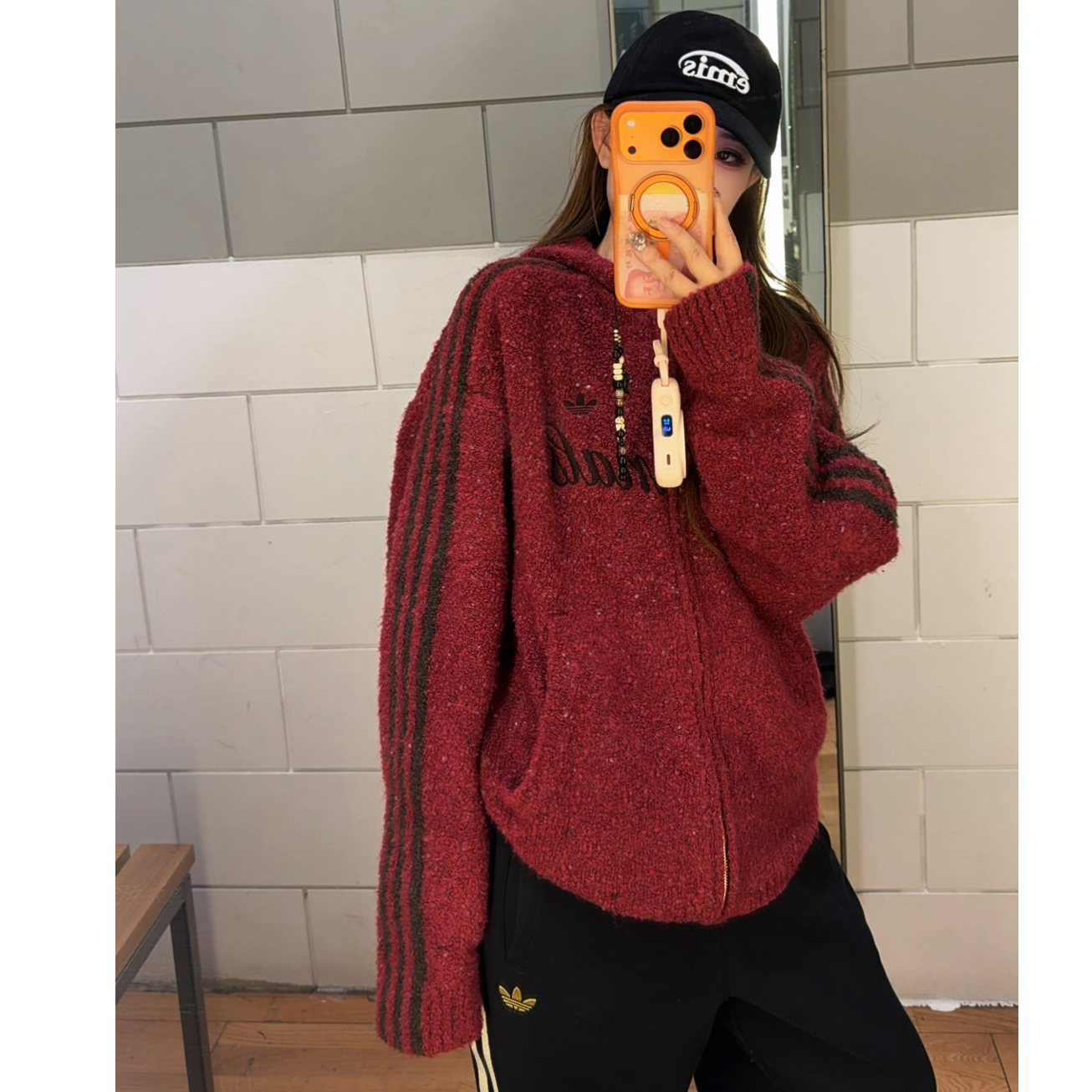 Adidas三叶草 CRAFTED JACK新年款针织绒面连帽夹克外套 KT0718