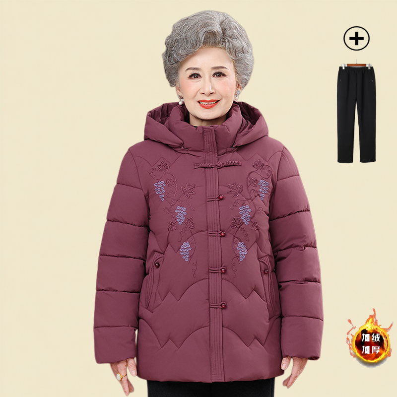 2025年女士冬季棉服奶奶棉衣冬装外套妈妈保暖棉袄老太太连帽上衣