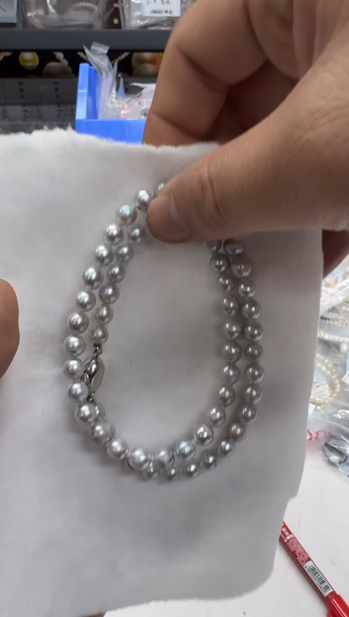 【闪购商品】海水珍珠项链银S925镶嵌6-7mm 真多麻