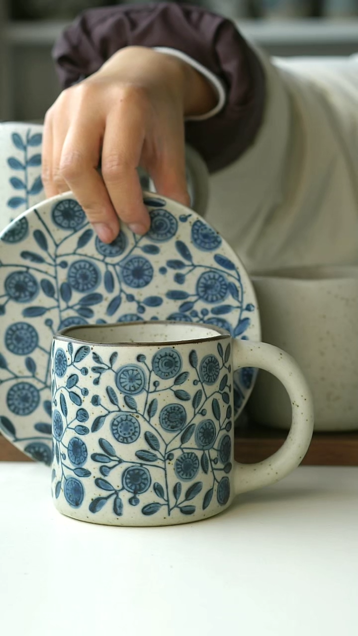 【闪购商品】陶瓷金盏花马克杯甜品碟@4-2@