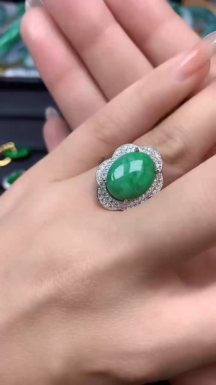 【闪购商品】翡翠戒指银S925镶嵌戒指