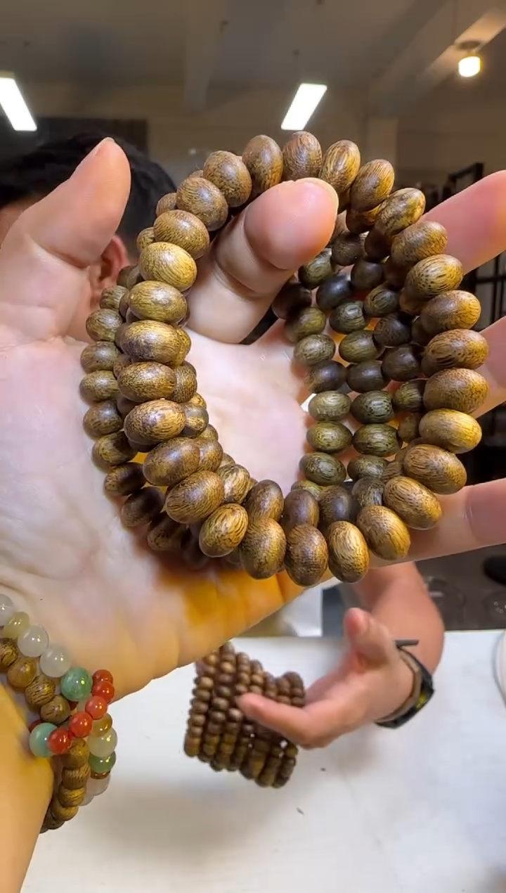 沉香手串99沉海南老白棋沉香算盘珠单圈10mm多样性发1