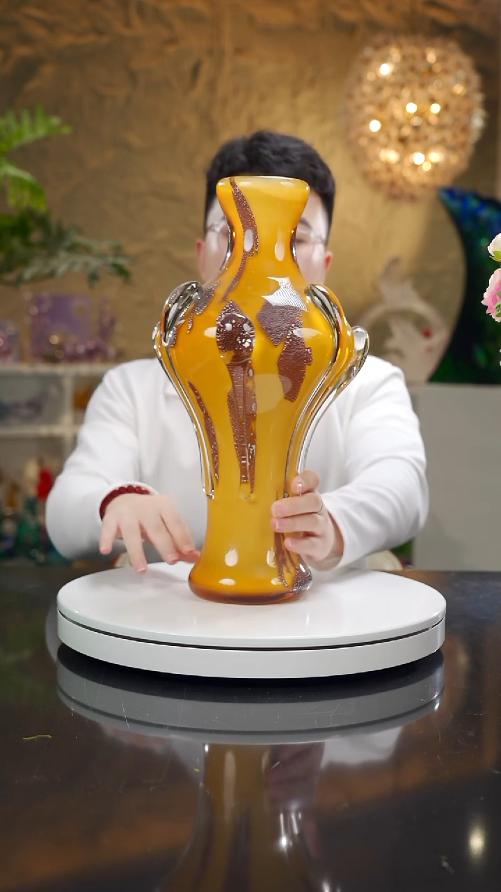 手工艺品琉璃老琉璃帝王黄色花器