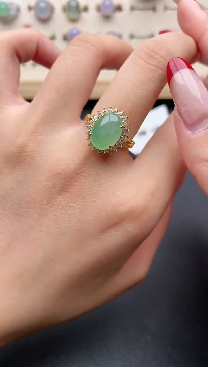 【闪购商品】翡翠戒指银S925镶嵌一物一证一礼盒