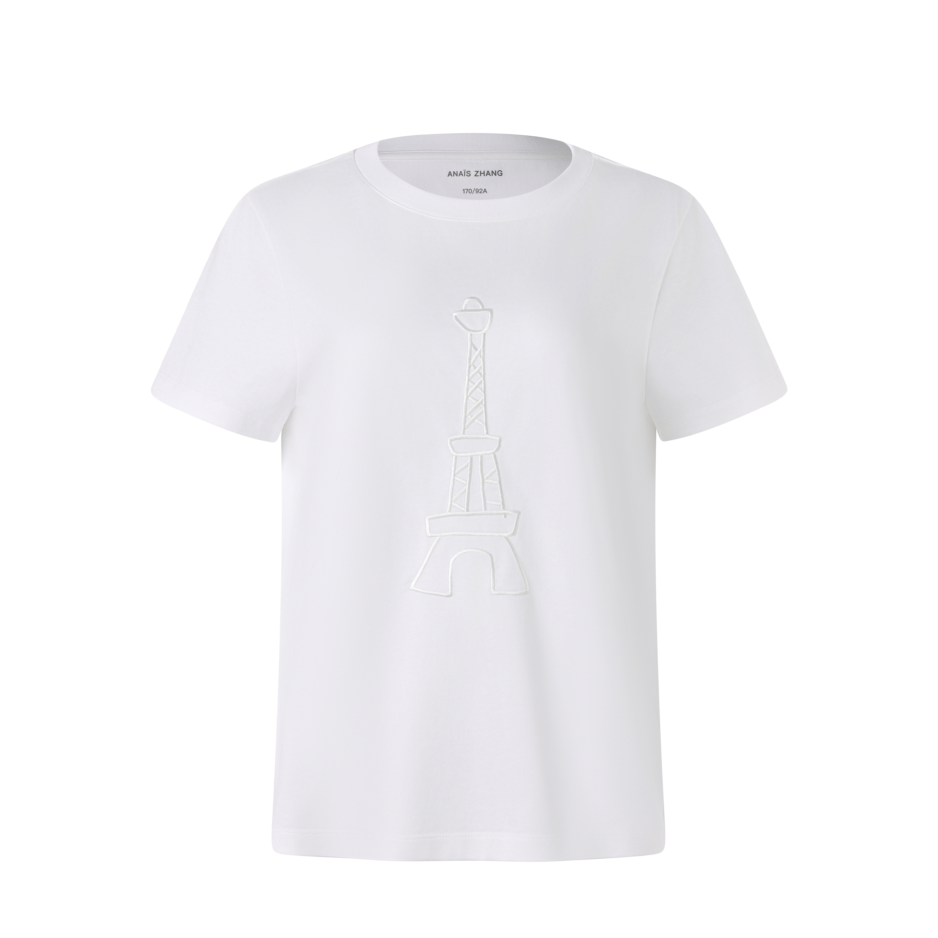 ANAÏS ZHANG【PARIS】手绘埃菲尔铁塔刺绣新疆长绒棉圆领T恤
