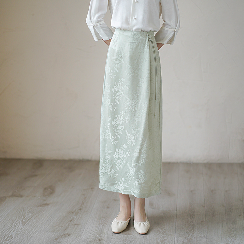 初蝉衣事高端醋酸提花上衣新款半身裙高端新中式国风女0429-N