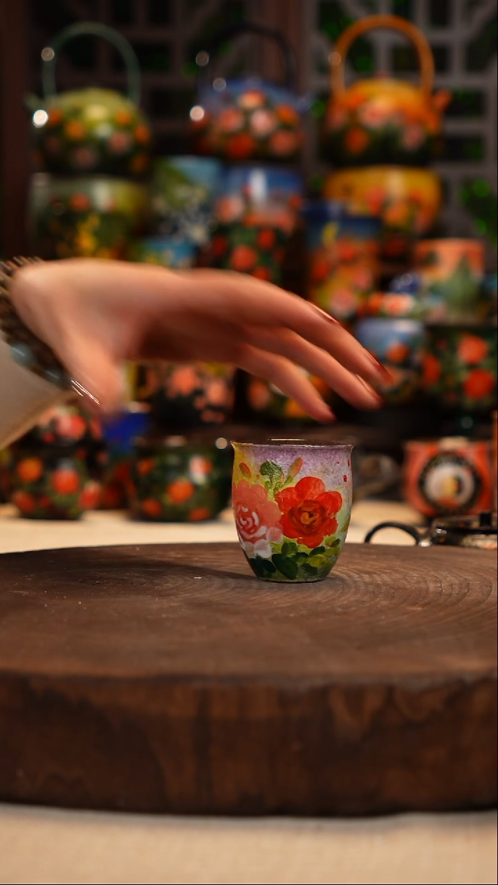 紫砂 油画釉下彩手绘