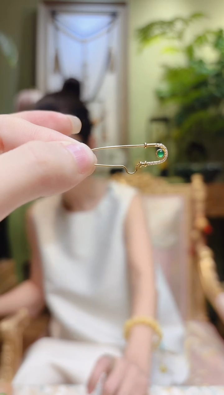 【闪购商品】翡翠胸饰18K金镶嵌黄翡翠胸针6号