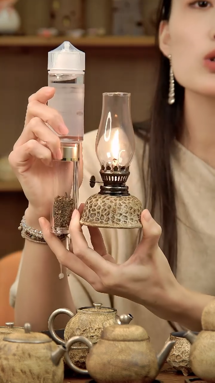 言野手作 粉引仿古锤纹油灯+酥油+玻璃香（5克）