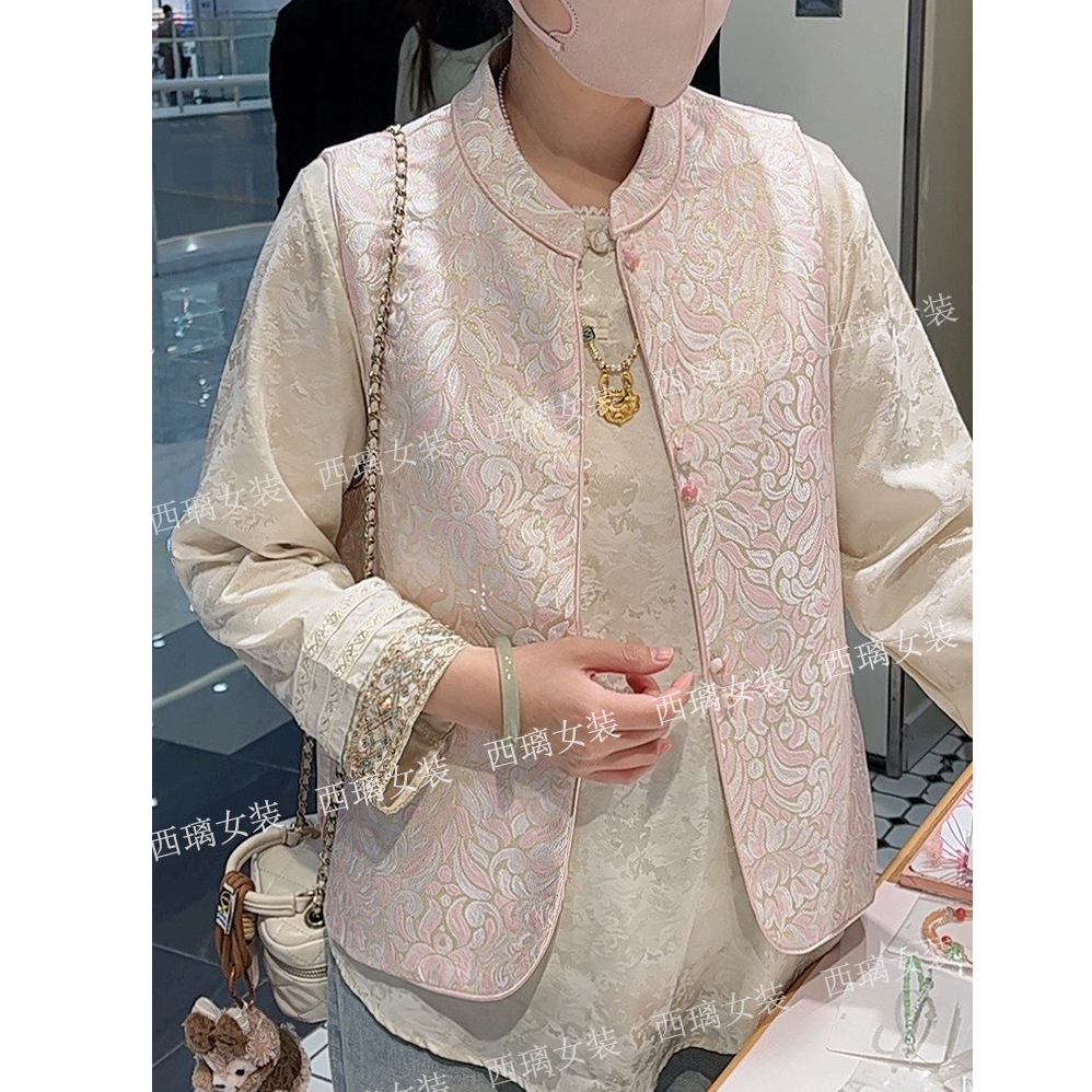 【金潮花】新中式中国风春季气质复古高级感马甲女士坎肩提花上衣