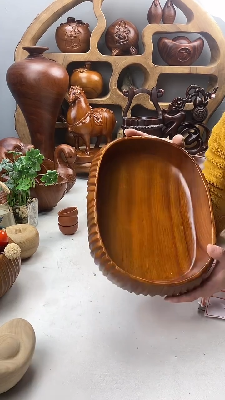 香樟木29香樟木竖条纹果盆