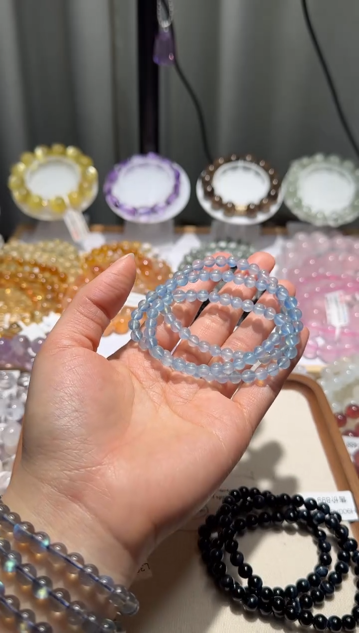 【闪购商品】海蓝宝石手链未镶嵌海蓝宝三圈