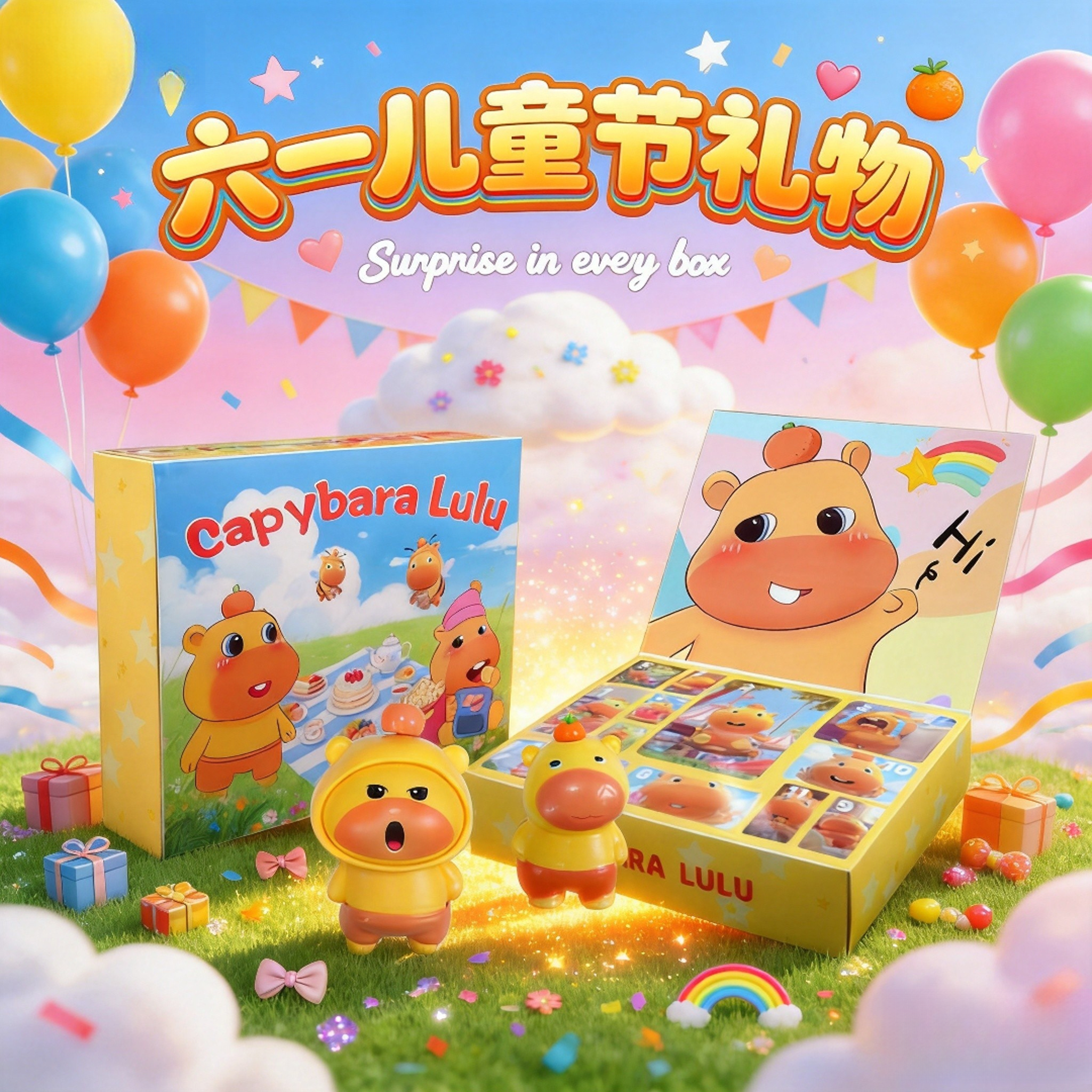 【六一儿童礼物】水豚噜噜玩偶生日惊喜儿童洞洞乐生日礼物节奏盒子