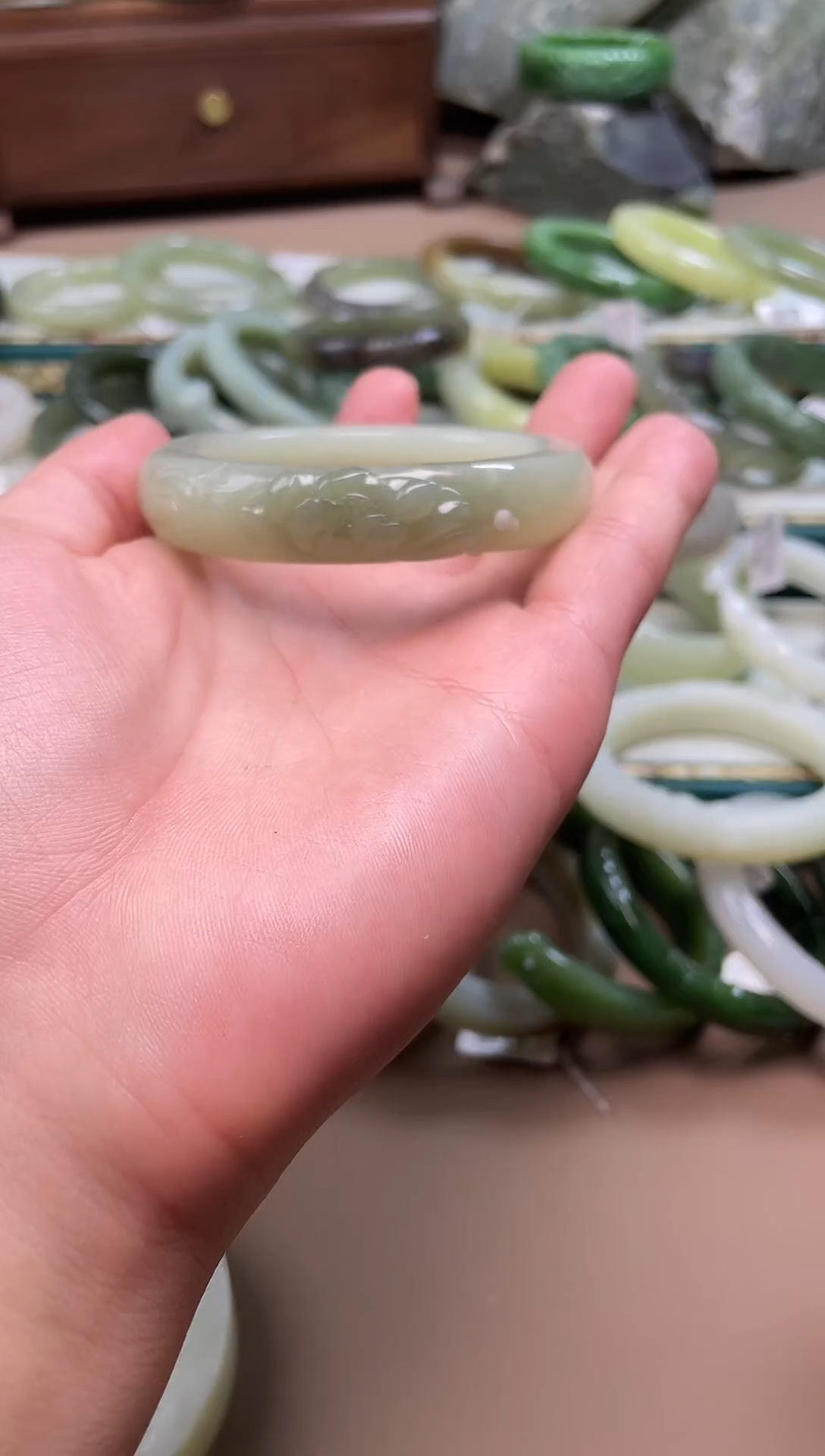 未镶嵌手镯和田玉沫*荷花53.8