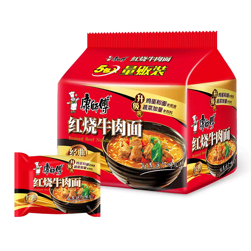 康师傅红烧牛肉面五连包(105g*5包)