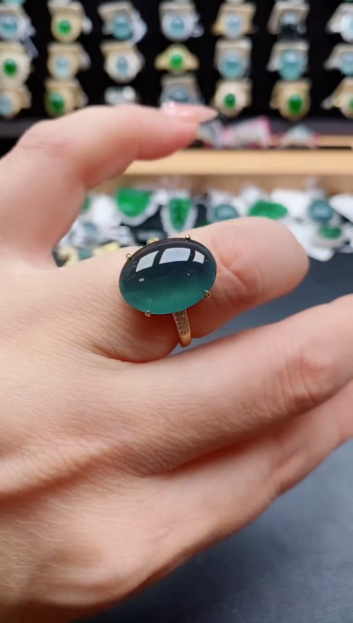 银S925镶嵌戒指翡翠1