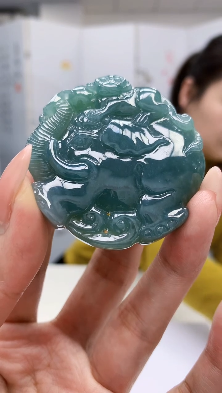 【闪购商品】定制翡翠未镶嵌4902MM-毛货挂件42