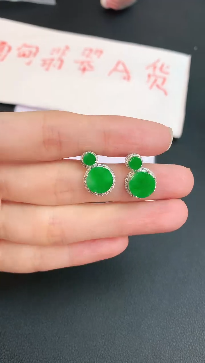 【闪购商品】翡翠耳饰18K金镶嵌赠礼盒证书 小君