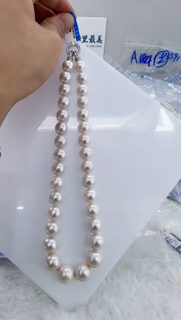 未镶嵌淡水珍珠DA曼塔珍珠串链12 d075