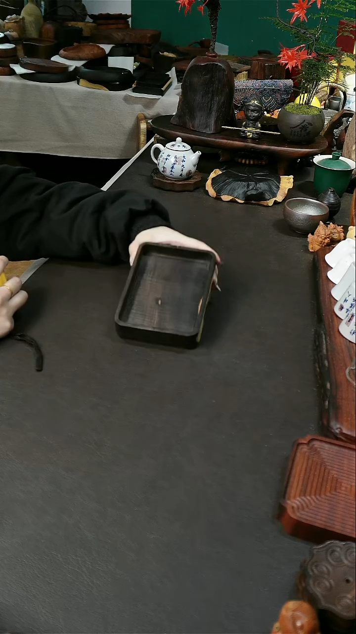 紫光檀侘寂风手作干泡托盘16-11.5-3
