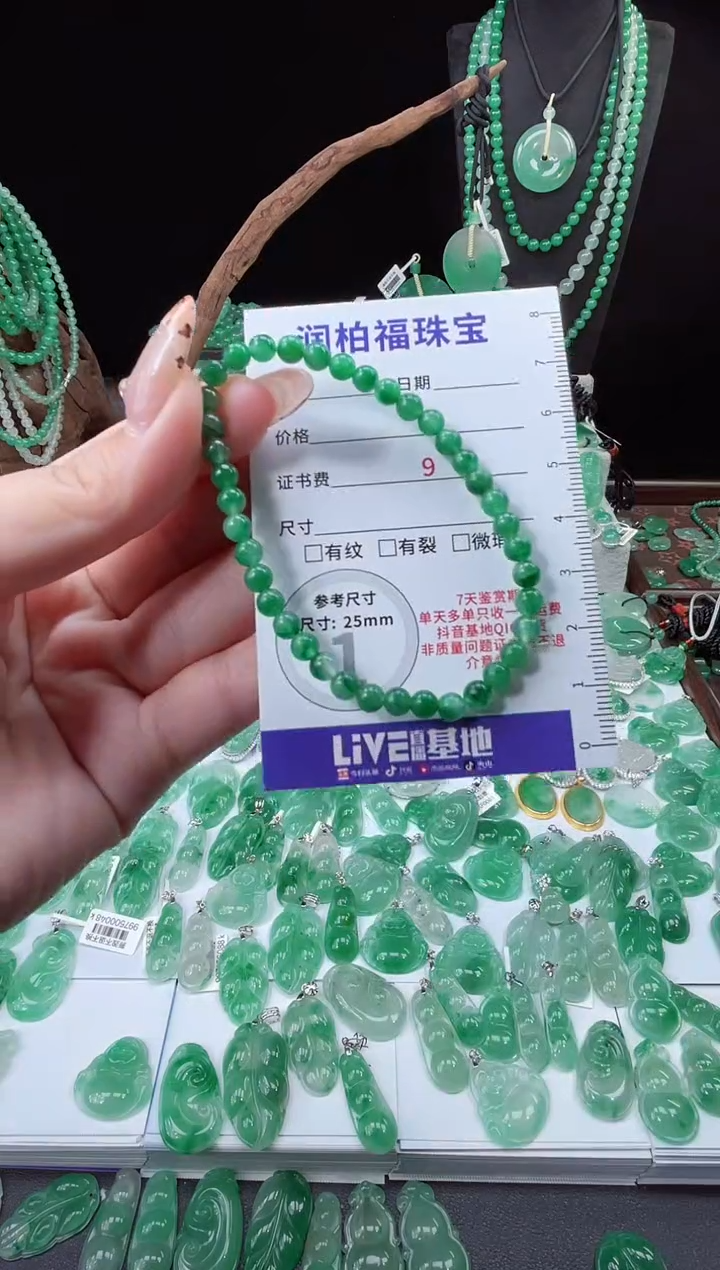 吊坠(赠链)未镶嵌石英质玉（非洲翠）2.102手串