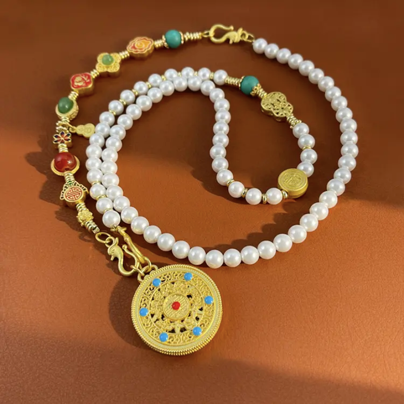 铜合金仿珍珠项链 空中花园新中式复古南油私服定制高定项链