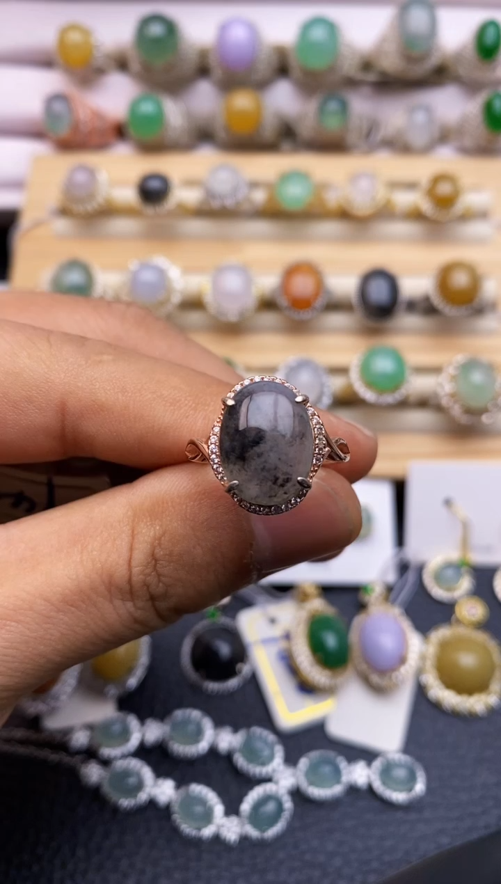 【闪购商品】翡翠戒指银S925镶嵌6355