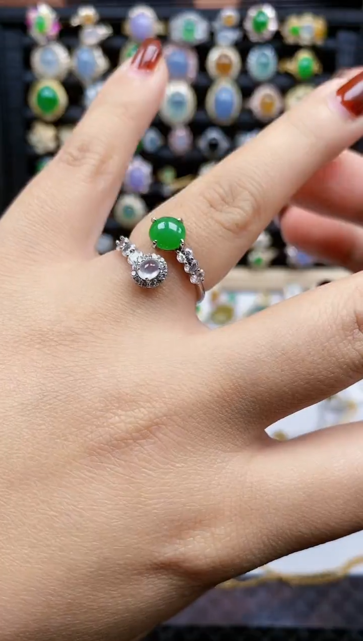 银S925镶嵌戒指翡翠33