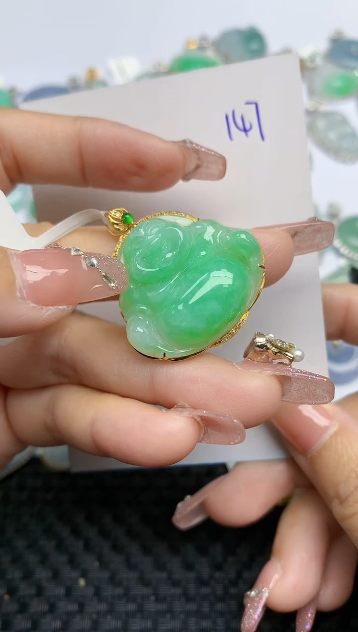 【闪购商品】翡翠颈饰18K金镶嵌天然A货翡翠 147