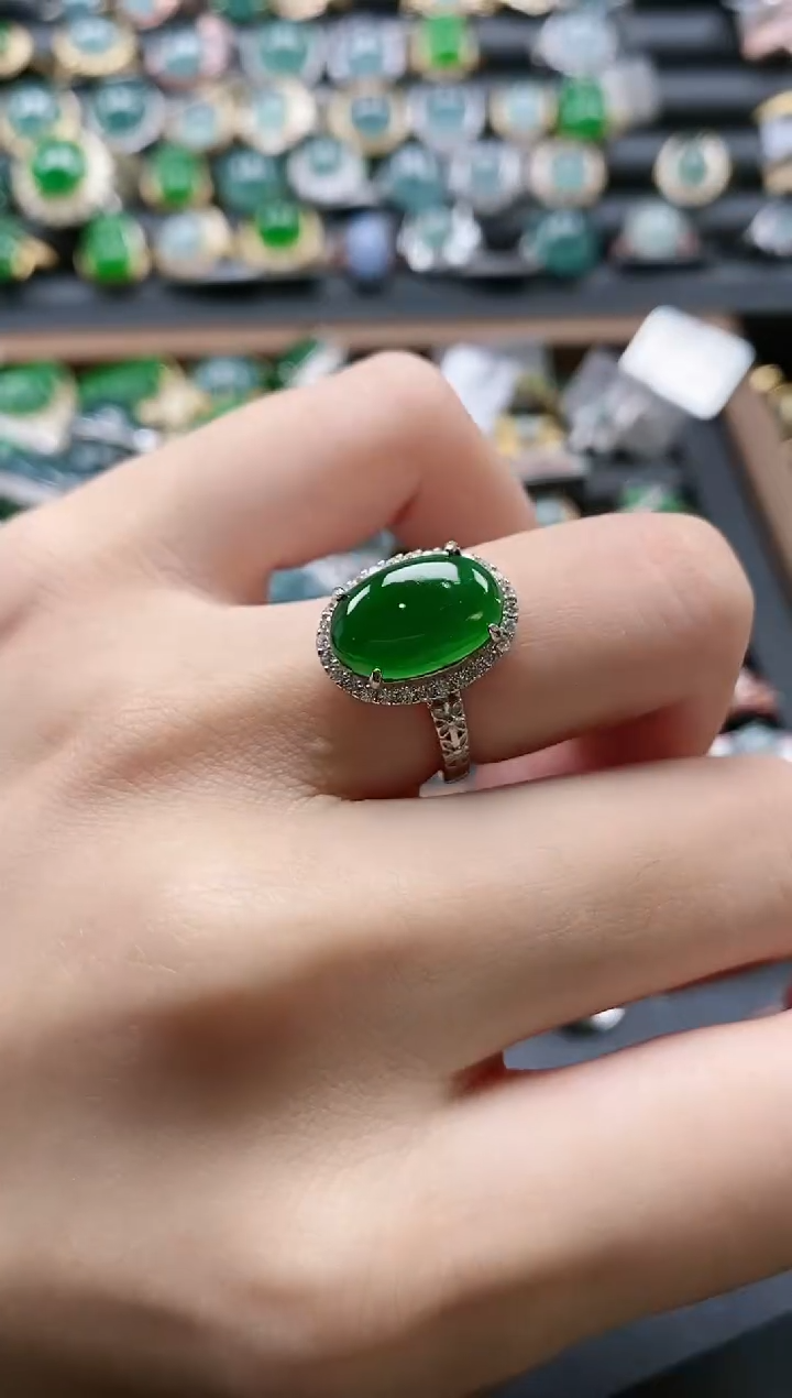 【闪购商品】翡翠戒指银S925镶嵌51511