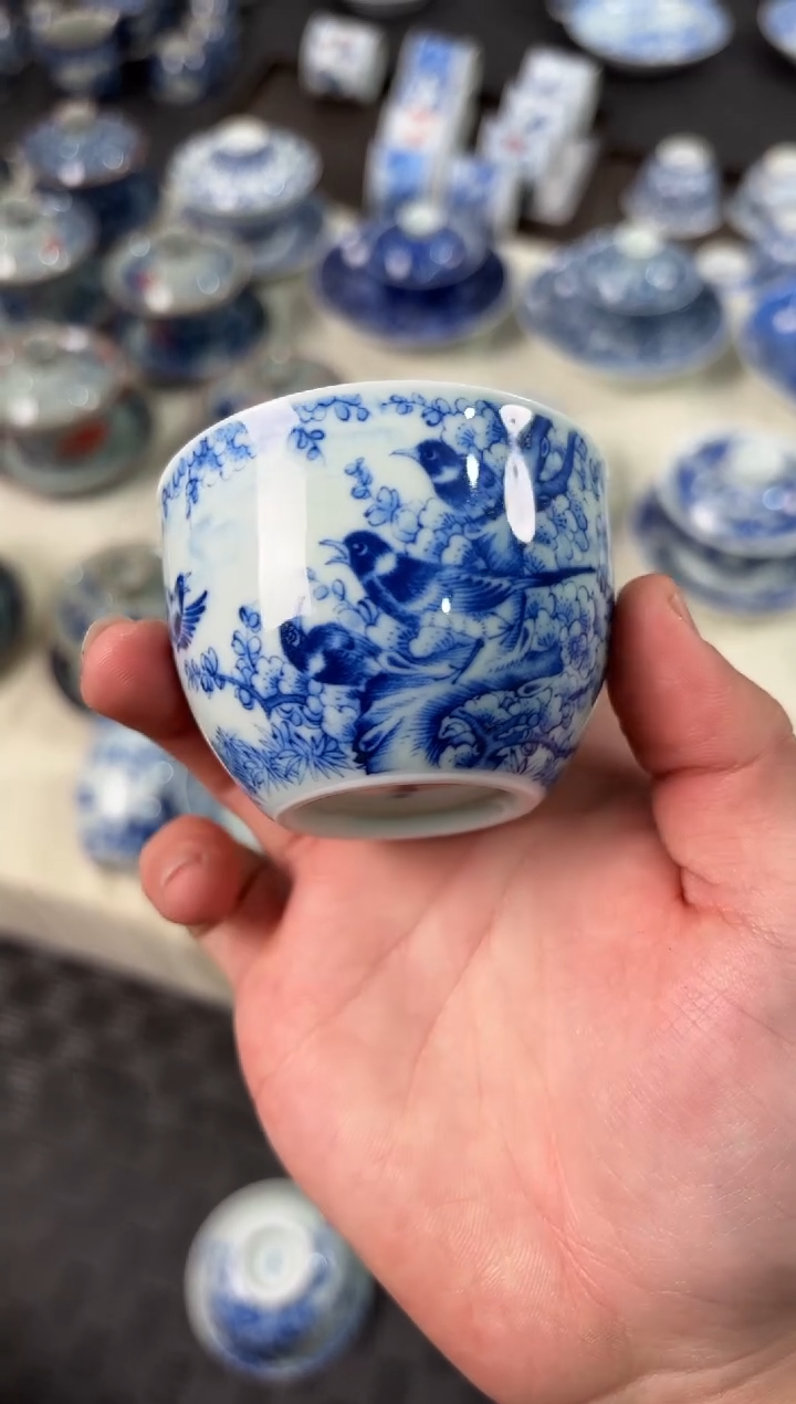 杯子瓷景德镇陶瓷茶具喜上眉梢小缸杯