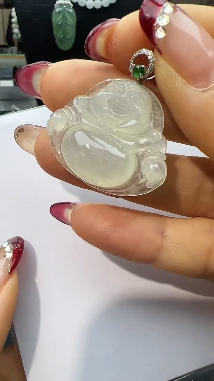 【闪购商品】翡翠颈饰18K金镶嵌佛公