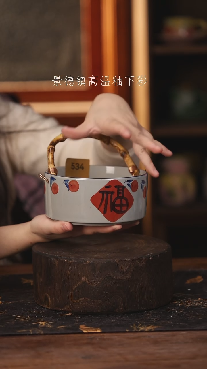 陶瓷景德镇高温釉下手绘陶瓷@L534@