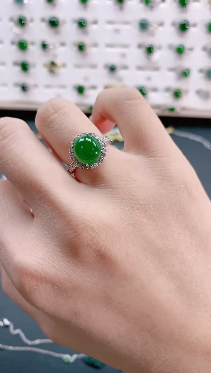 【闪购商品】翡翠戒指银S925镶嵌天然翡翠