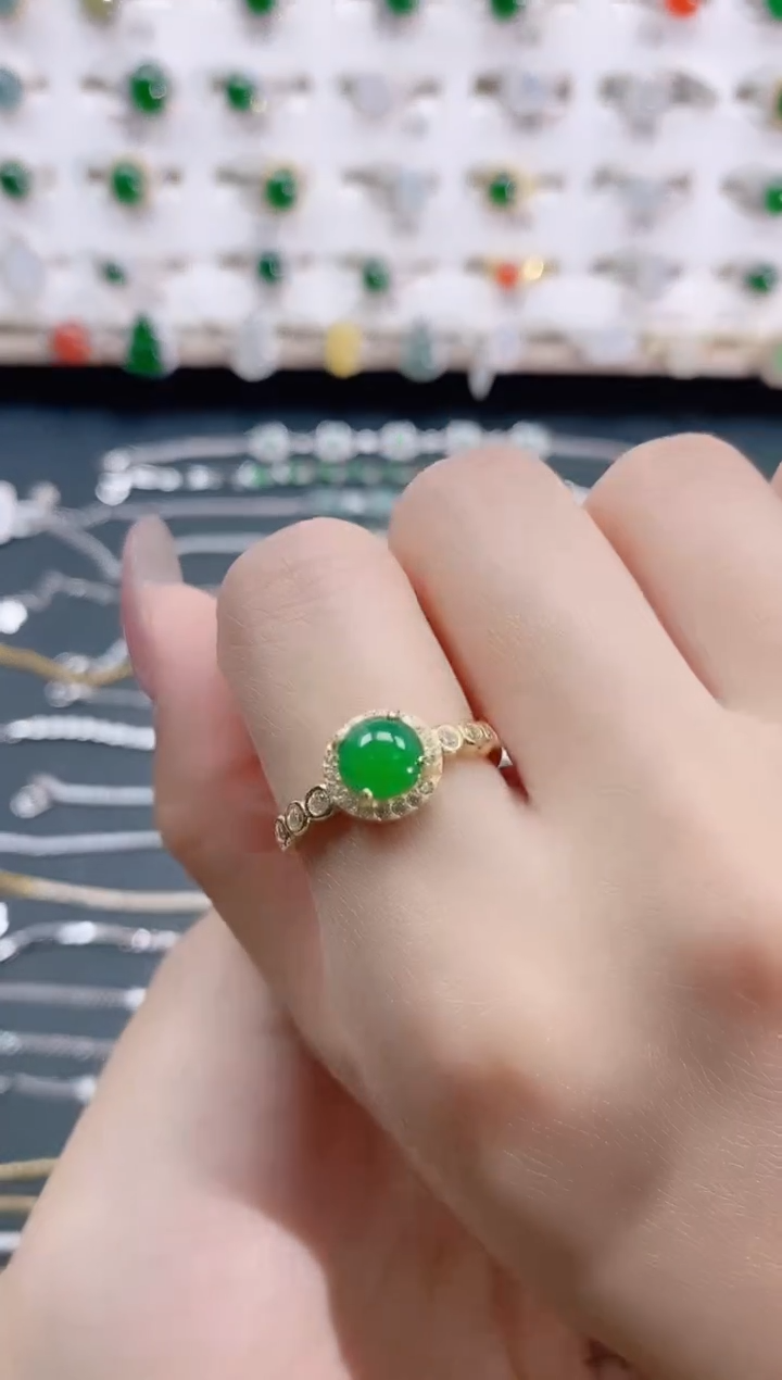 【闪购商品】翡翠银S925镶嵌戒指天然翡翠