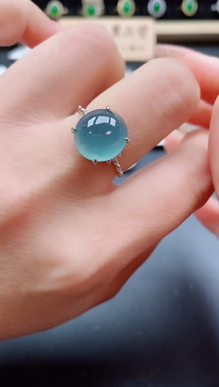 银S925镶嵌戒指翡翠1