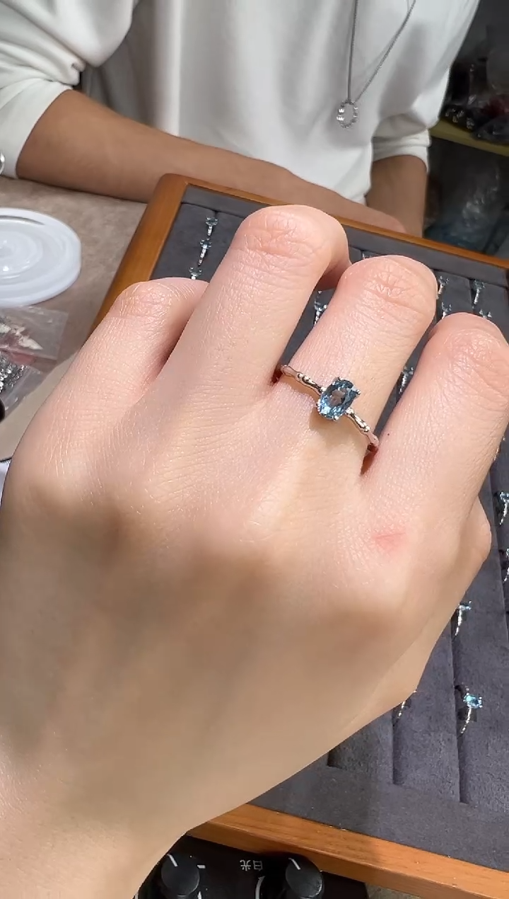 【闪购商品】海蓝宝石戒圈银S925镶嵌0116m023多样性发一