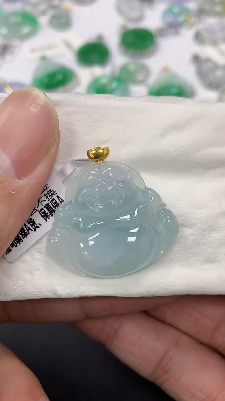 颈饰18K金镶嵌翡翠a货假一赔三支持复检百元上9元证书费自理