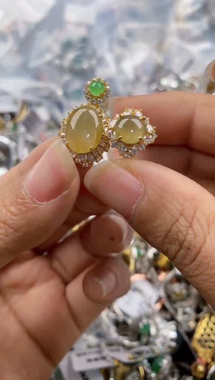 银S925镶嵌戒指翡翠555---6