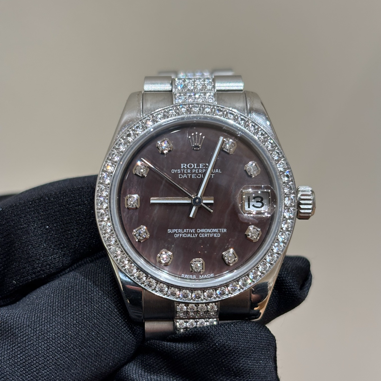 99新 Rolex/劳力士 女装日志178286紫贝母盘面铂金材质31mm表径