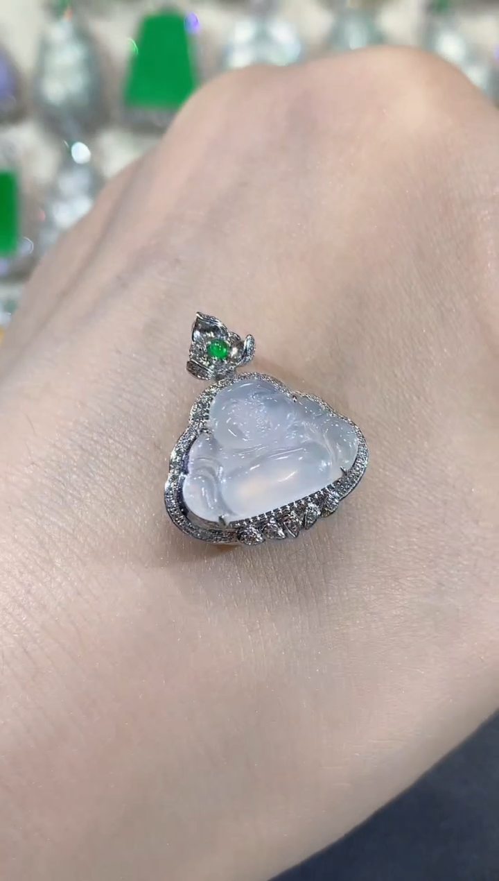 吊坠(不含链)18K金镶嵌翡翠A27翡翠