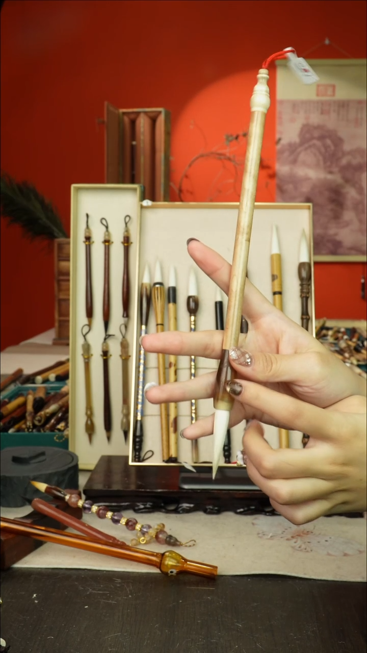 136号闪孤品高货毛笔链接 清水试笔 蘸墨不退