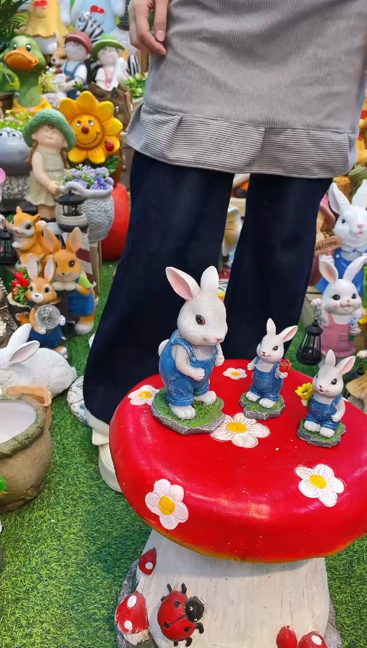 【闪购商品】无铅玻璃兔子一家三口