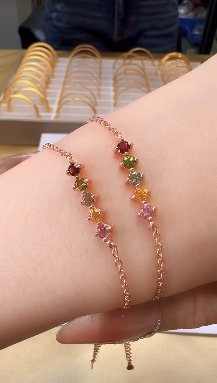 银S925镶嵌手链碧玺【松老板】0102011