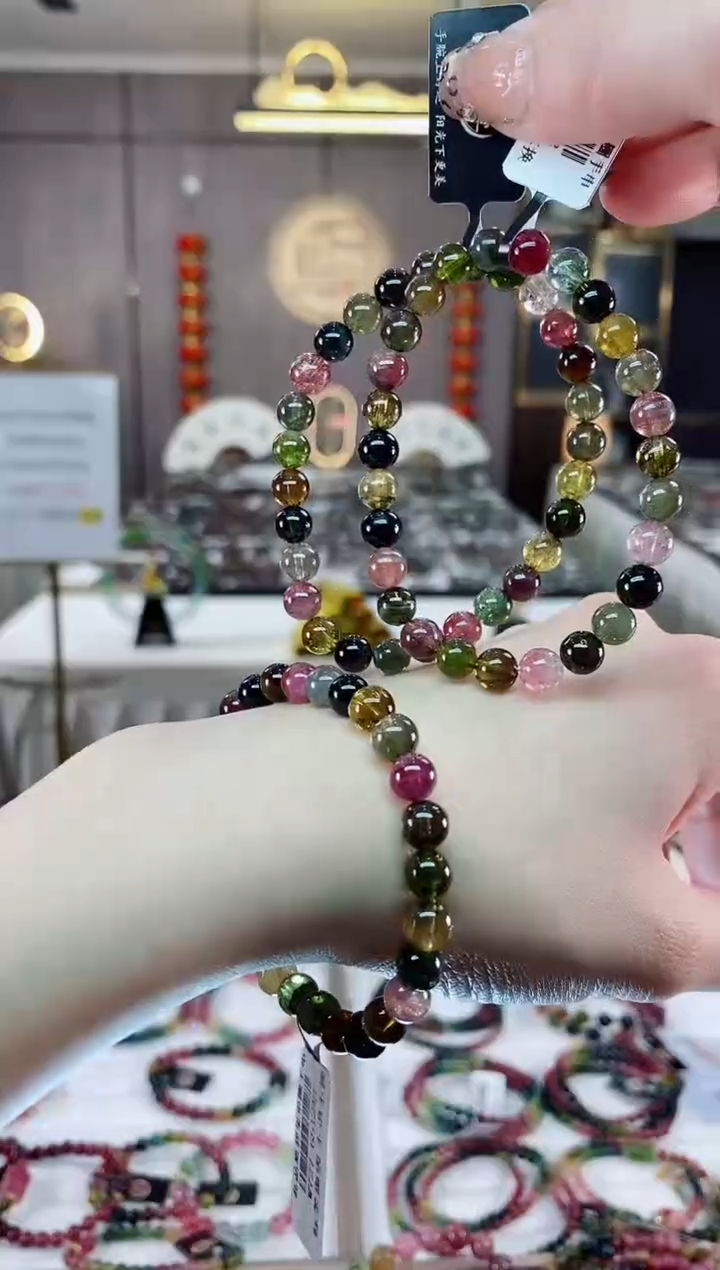【闪购商品】碧玺单圈手串6mm+未镶嵌一物一证dan多样性发货一条