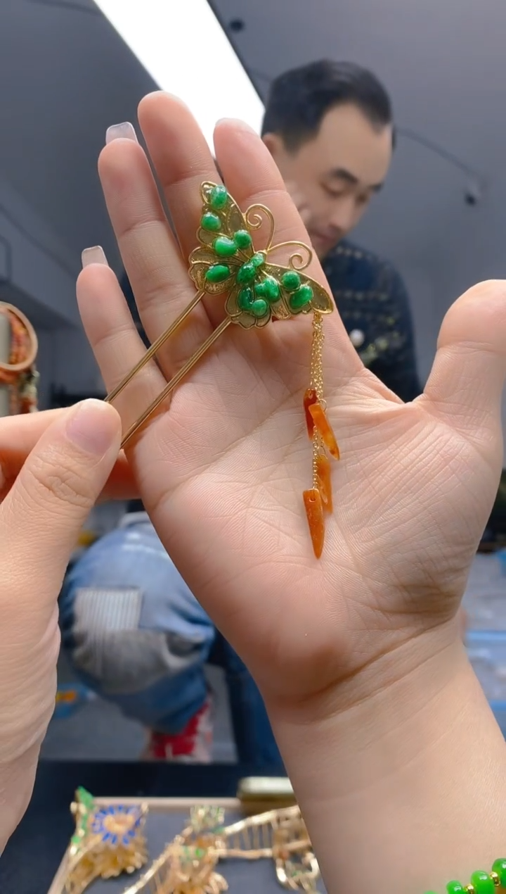 【闪购商品】翡翠耳饰合金315翡翠发簪