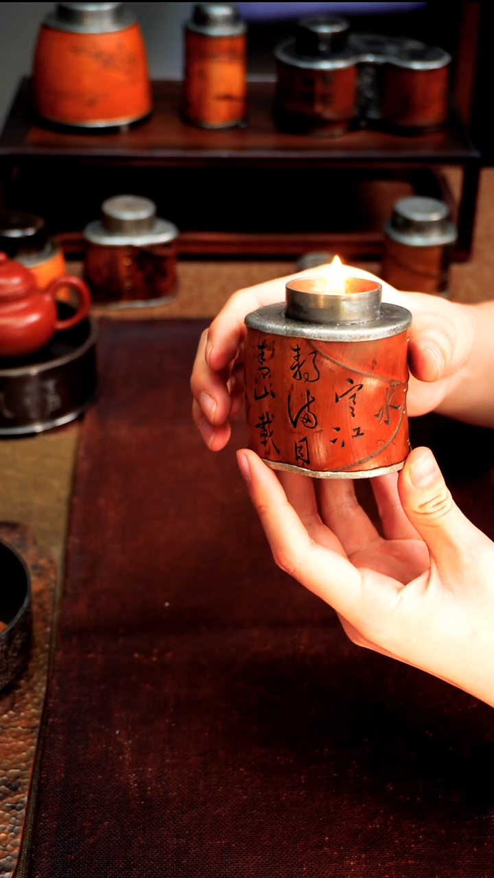 6352龟背竹包锡油灯8.5*6.5