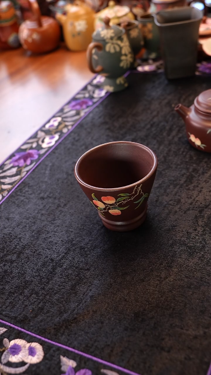 茶壶紫砂紫泥桃子杯