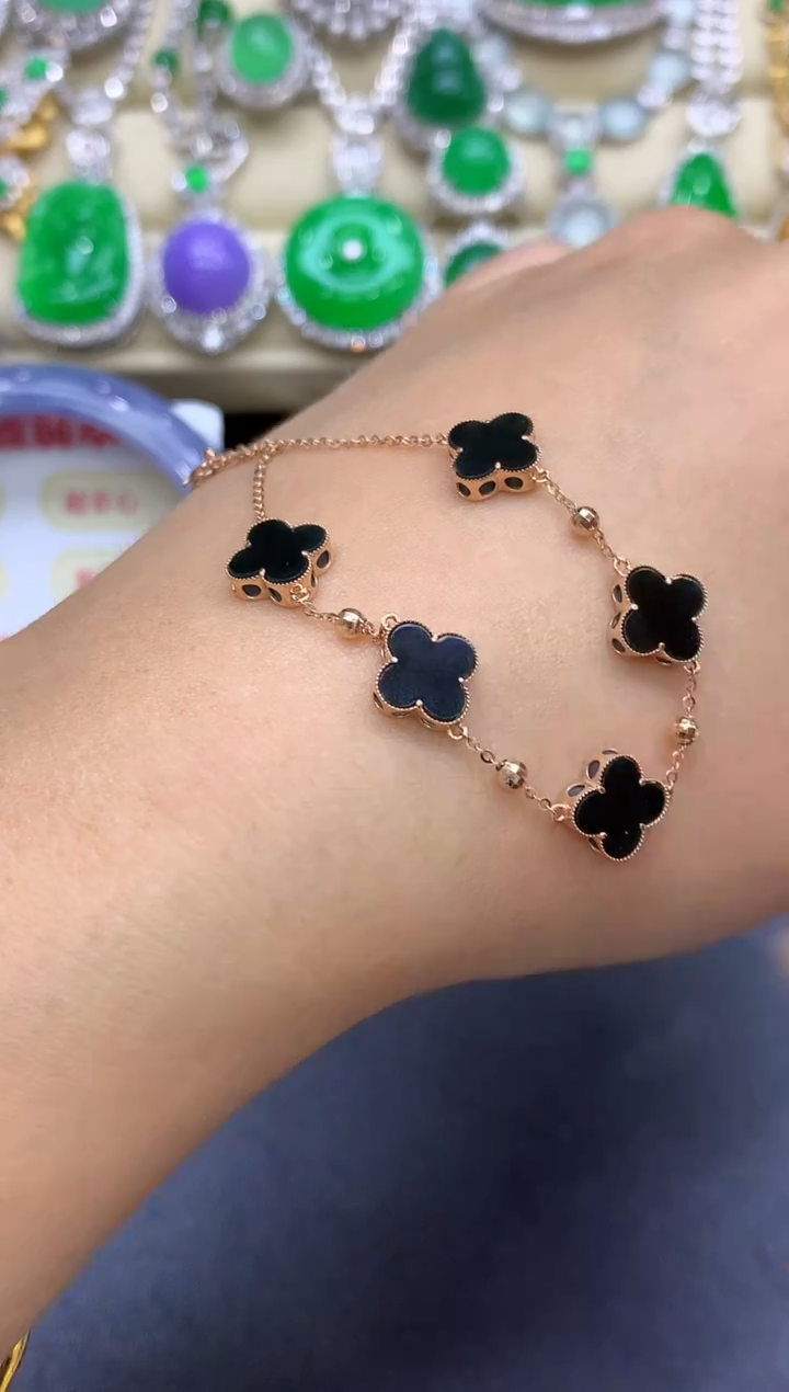 18K金镶嵌手链翡翠240-中国好珍宝