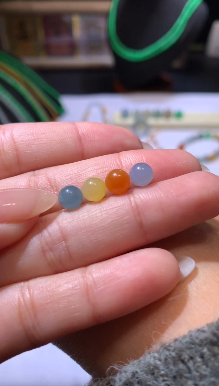 【闪购商品】定制翡翠未镶嵌5.5*四颗珠子480+48